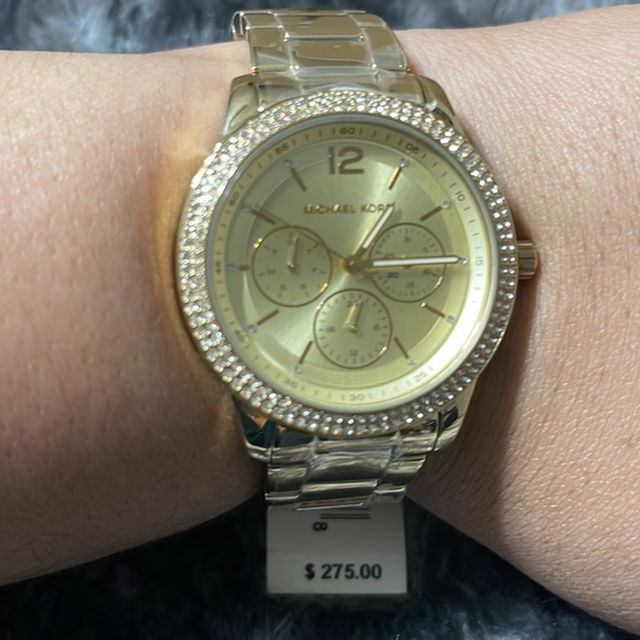 💝Gifts!!! New!!! MK - Women`s Oversized Tibby Watch - Gold/crystals - Picture 8 of 8